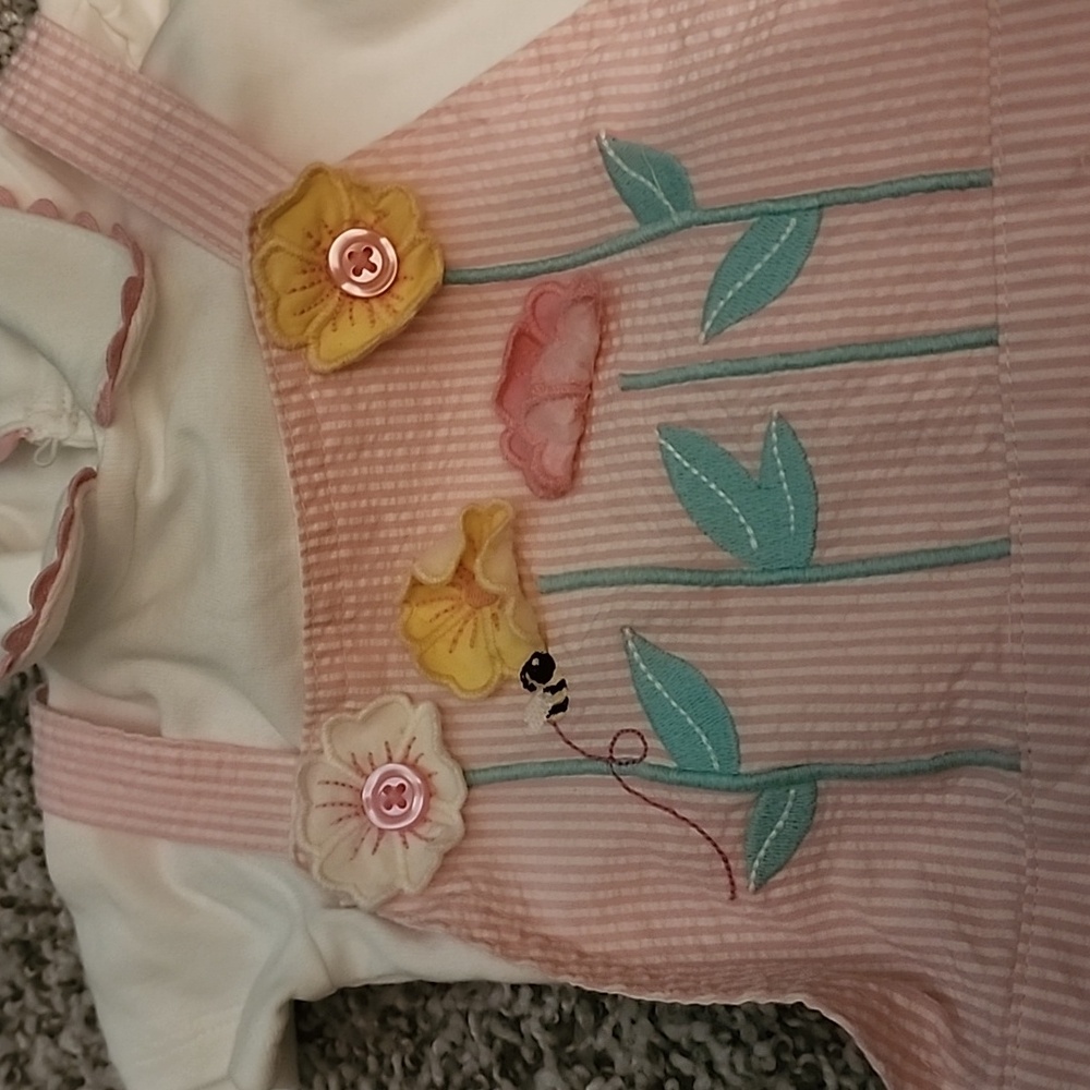 Gymboree Pink Striped Dress with Floral Embroidery - Picture 2 of 5